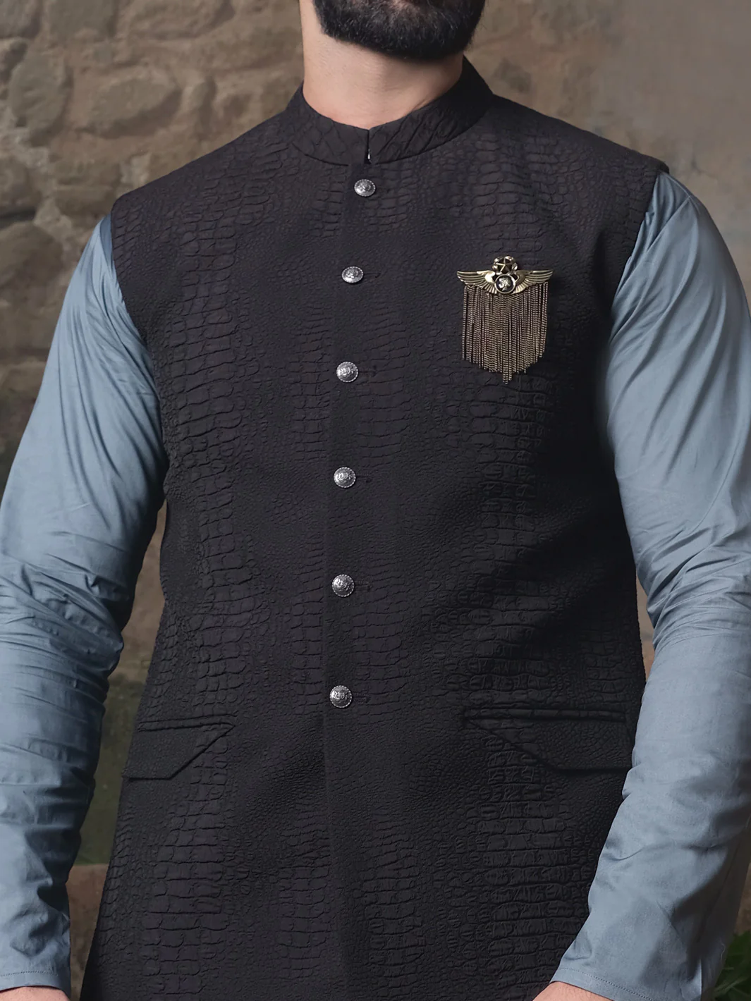 Black Blended Waistcoat - AL-WC-306 - Image 3
