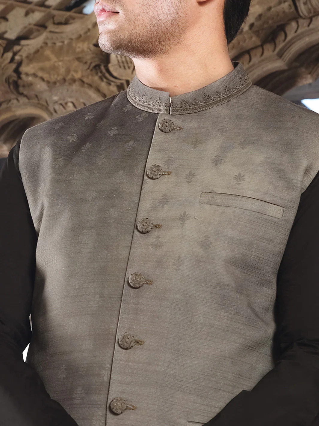 Green Cotton Waistcoat - AL-WC-308 - Image 2