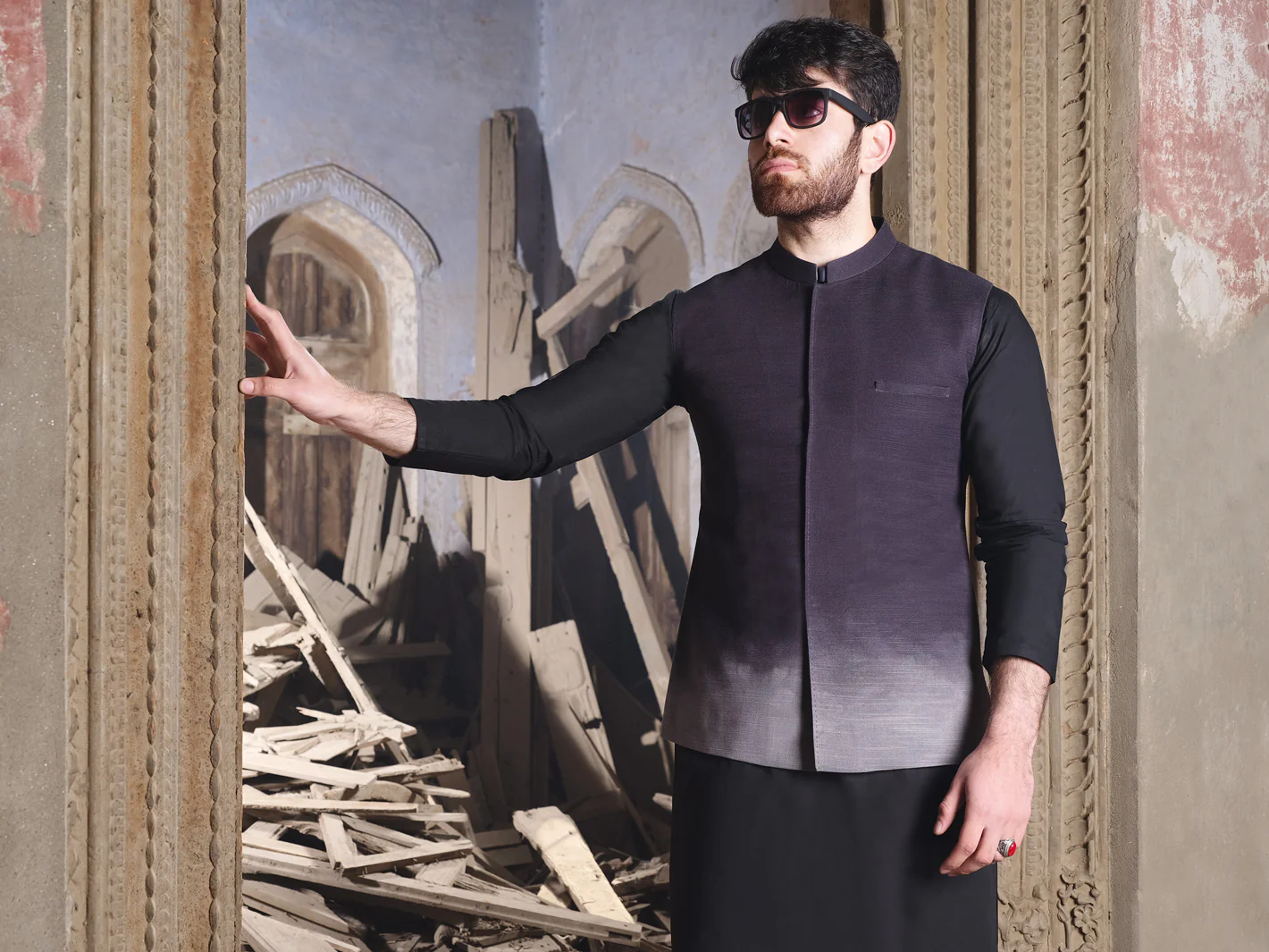Black Cotton Waistcoat - AL-WC-309 - Image 3