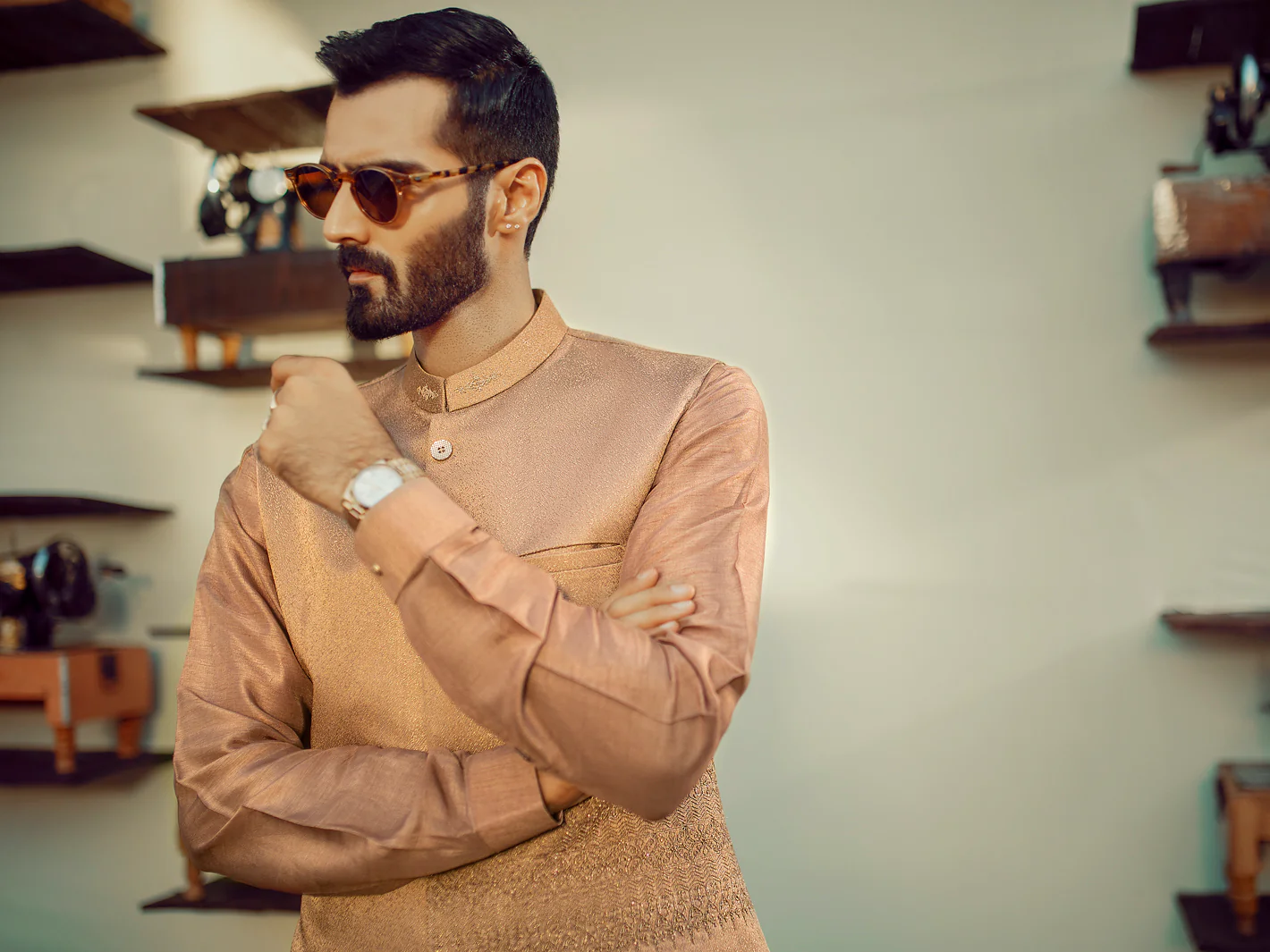Brown Textured Waistcoat - AL-WC-310 - Image 4