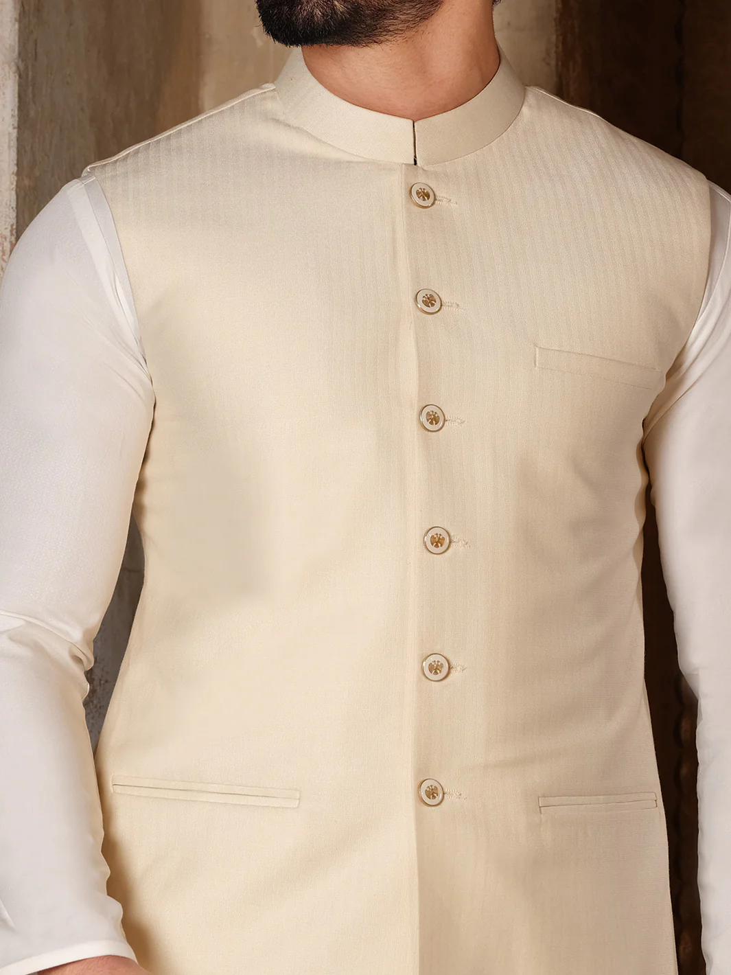 Cream Blended Waistcoat - AL-WC-319 - Image 2
