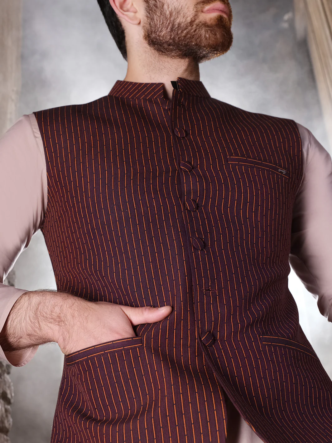 Maroon Suiting Waistcoat - AL-WC-328 - Image 2