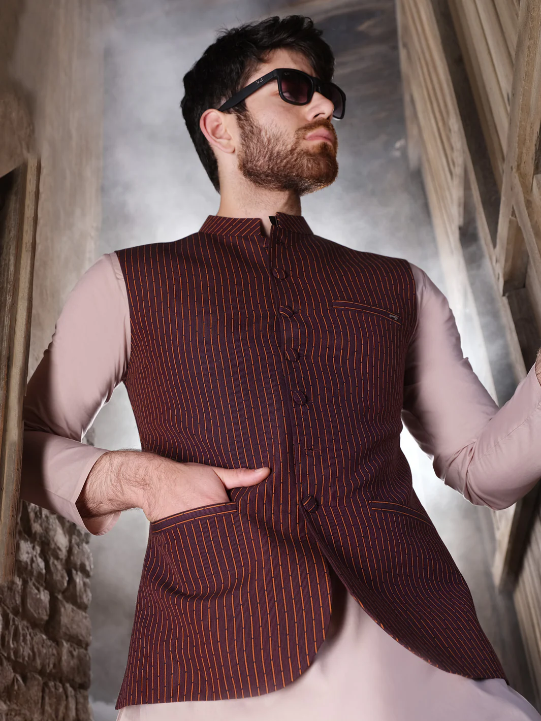 Maroon Suiting Waistcoat - AL-WC-328 - Image 3