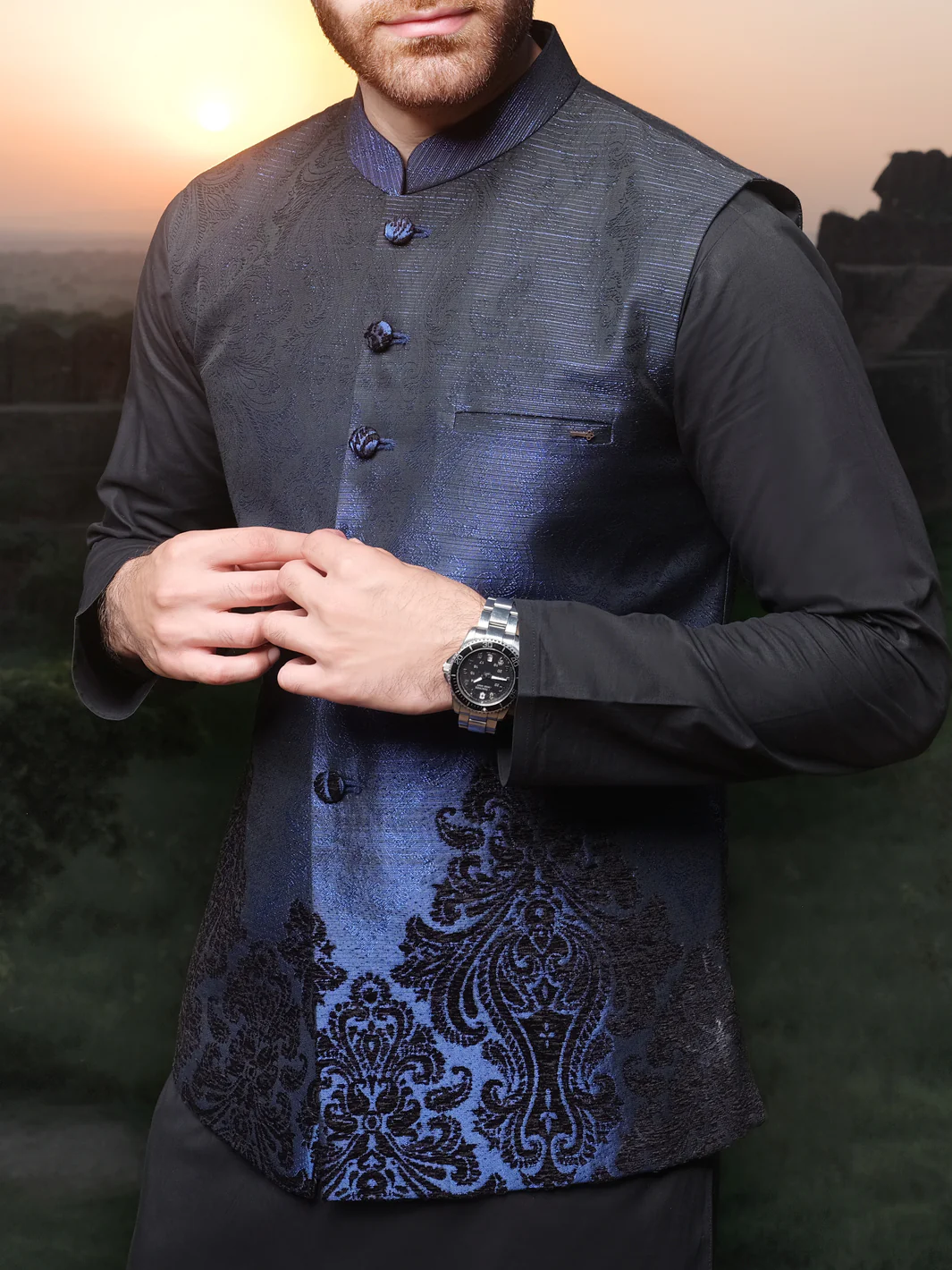 Blue Blended Waistcoat - AL-WC-334 - Image 2