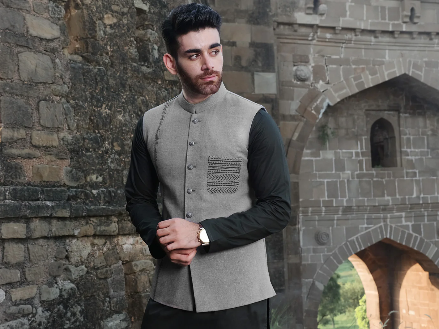 Grey Blended Waistcoat - AL-WC-337 - Image 4