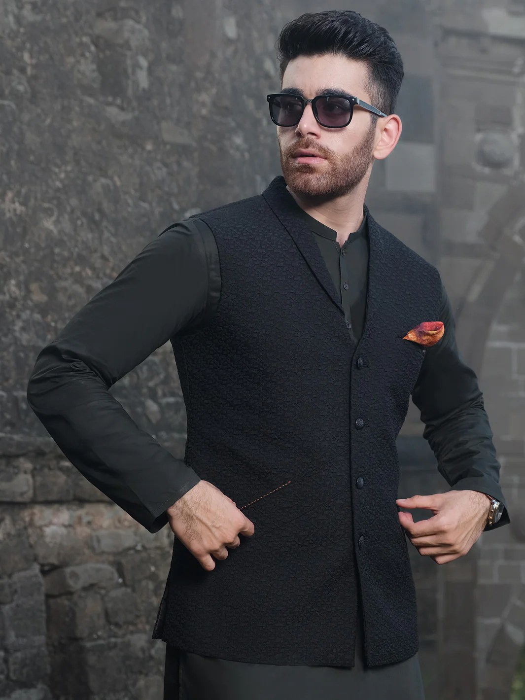 Black Blended Waistcoat - AL-WC-338 - Image 3