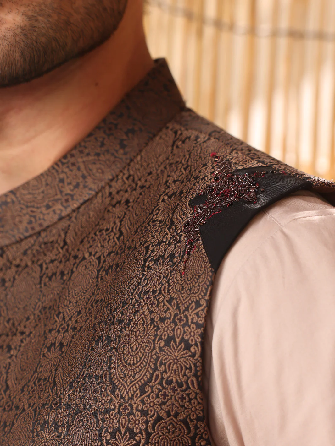 Brown Jacquard Waistcoat - AL-WC-340 - Image 3