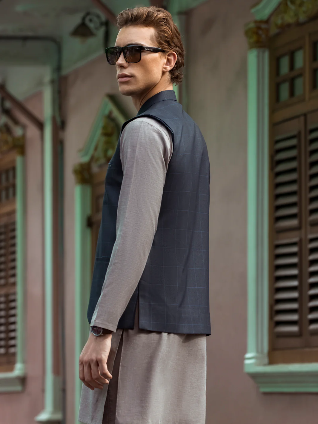 Blue Suiting Waistcoat - AL-WC-360 - Image 4
