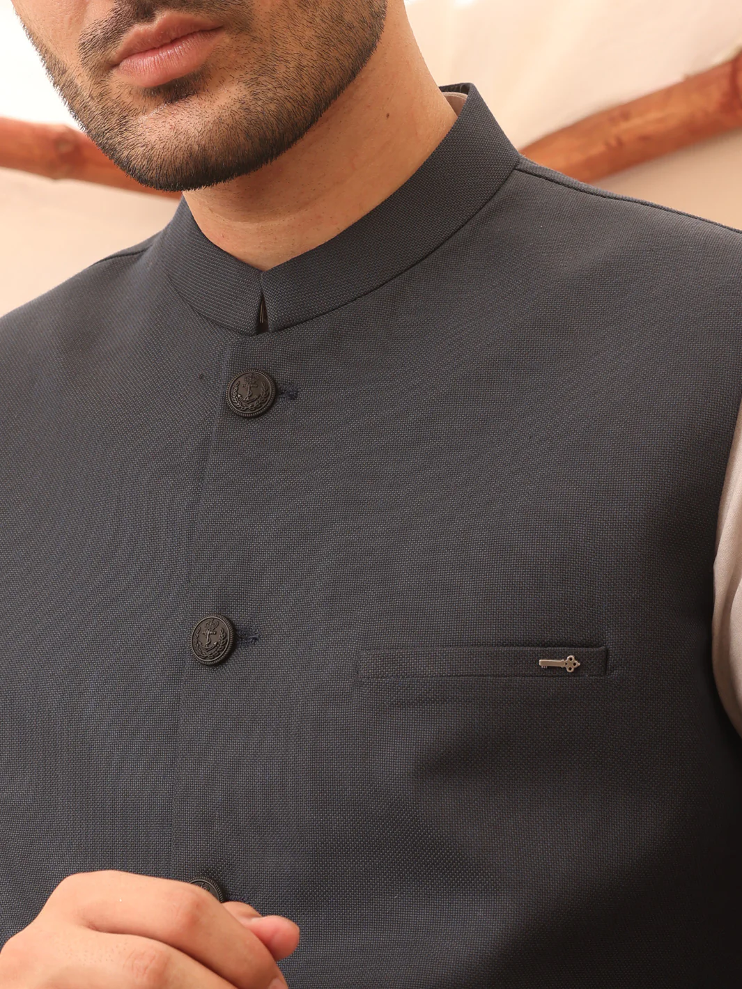 Blue Blended Waistcoat - AL-WC-364 - Image 2