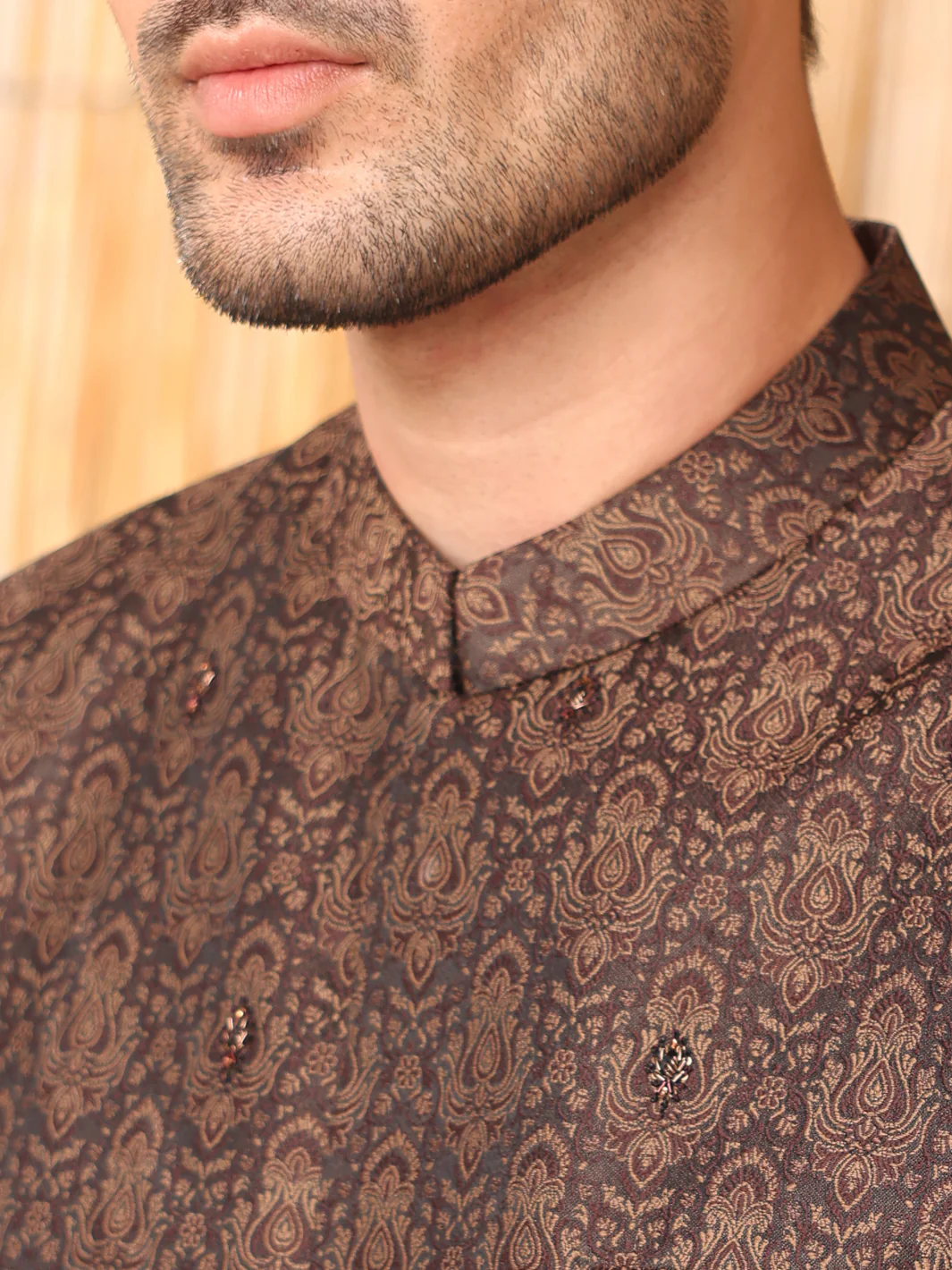 Brown Jacquard Waistcoat - AL-WC-370 - Image 2