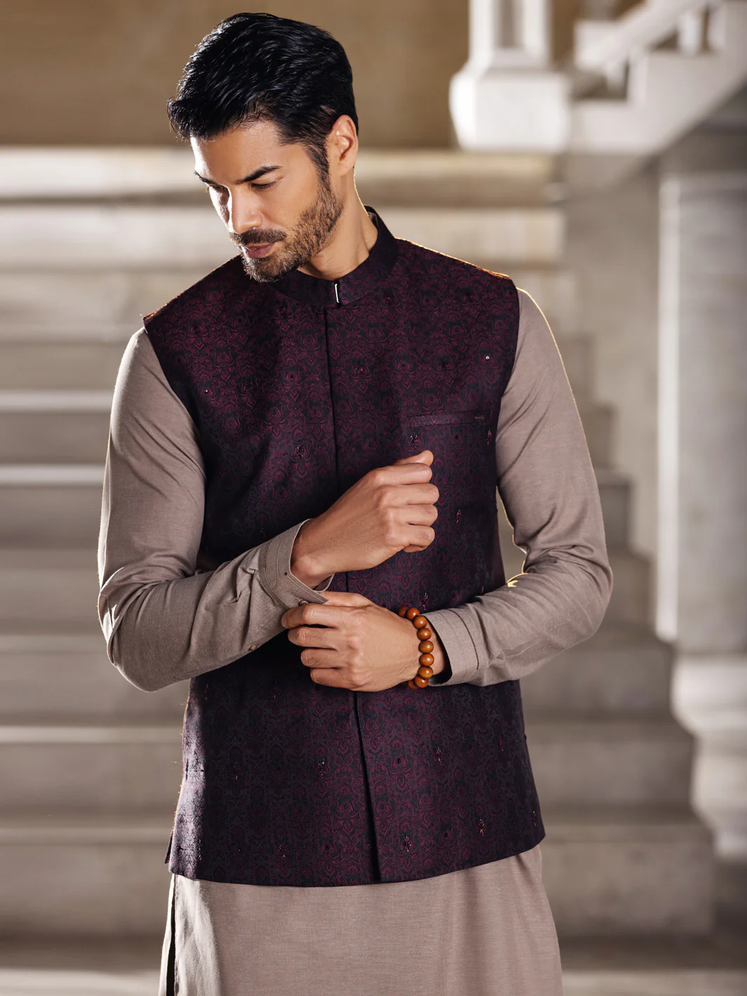Maroon Blended Waistcoat - AL-WC-385 - Image 2