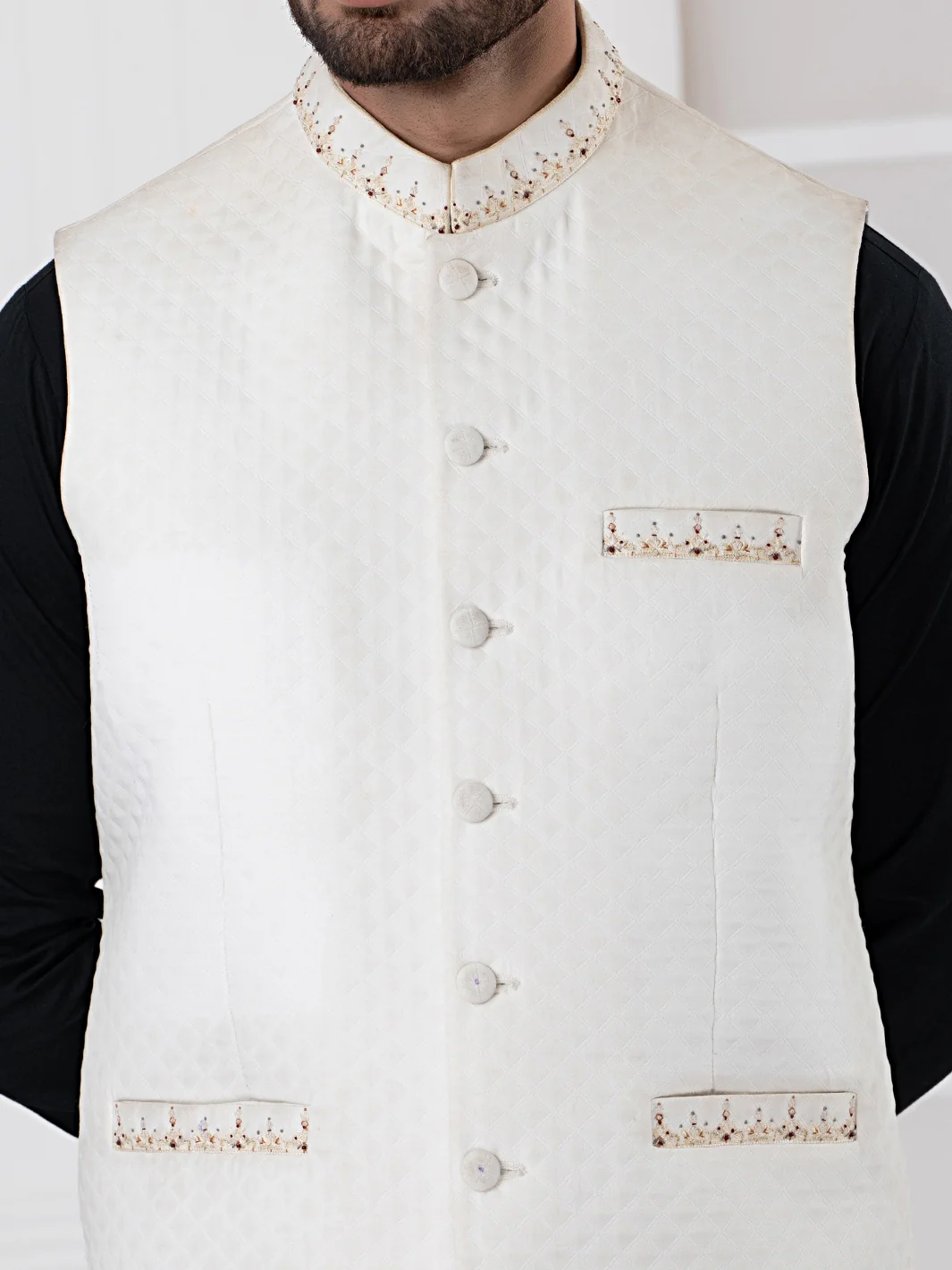 White Blended Waistcoat - AL-WC-411 - Image 4