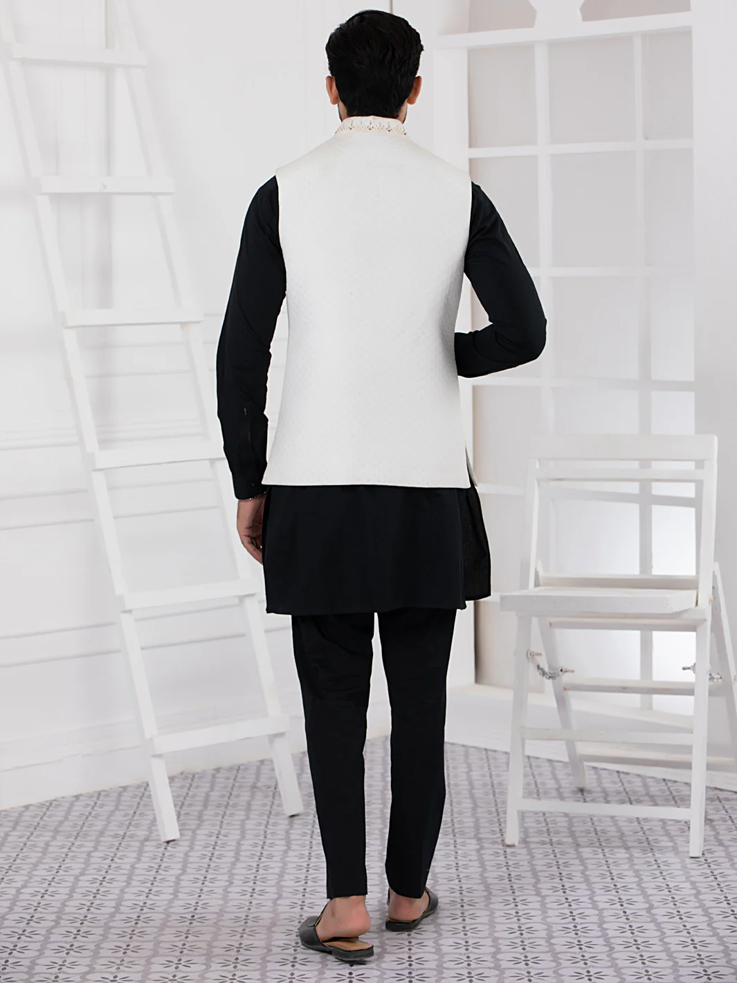 White Blended Waistcoat - AL-WC-411 - Image 5