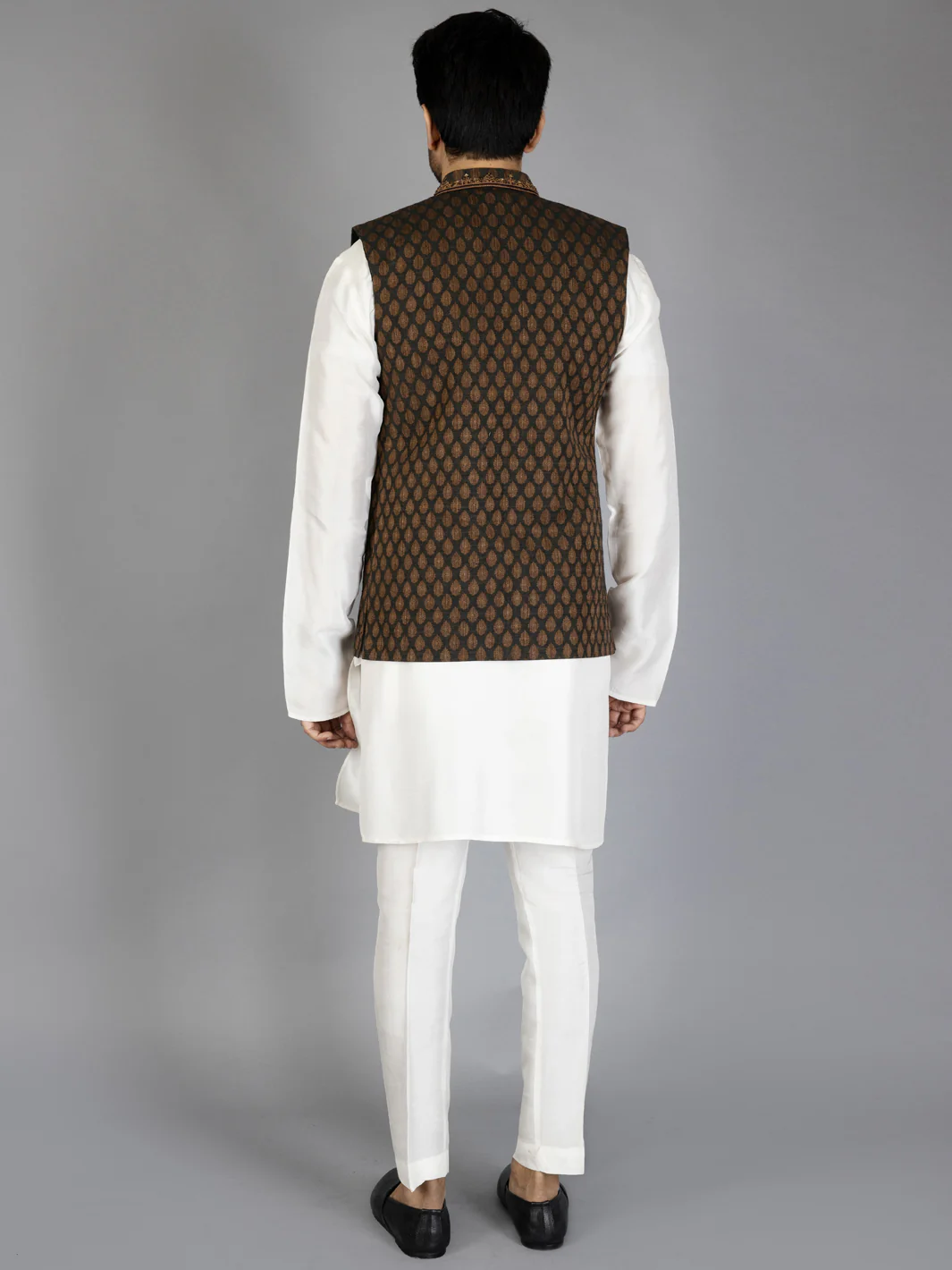 Black Brocade Waistcoat - AL-WC-412 - Image 4