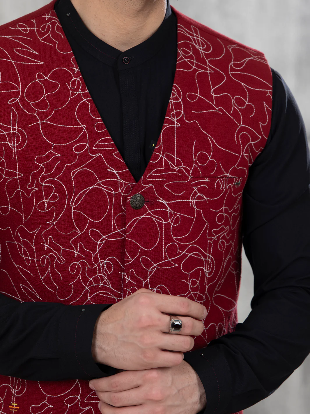 Maroon Blended Waistcoat - AL-WC-413 - Image 3
