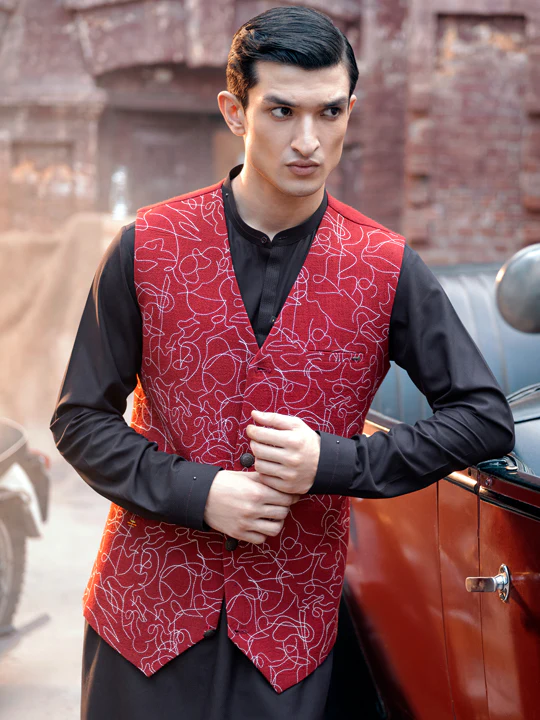 Maroon Blended Waistcoat - AL-WC-413 - Image 4