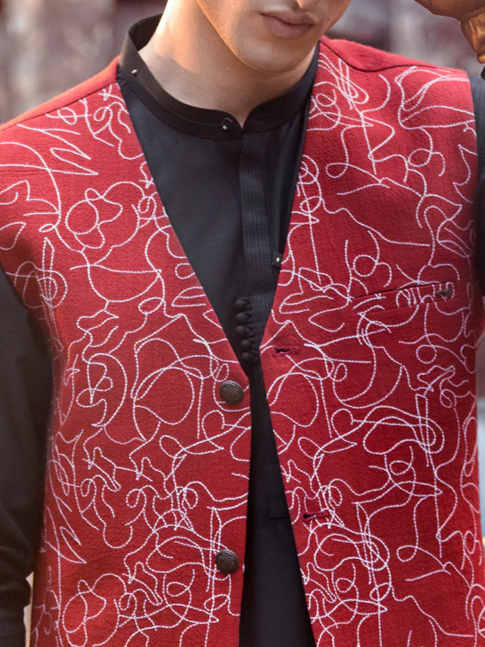 Maroon Blended Waistcoat - AL-WC-413 - Image 5