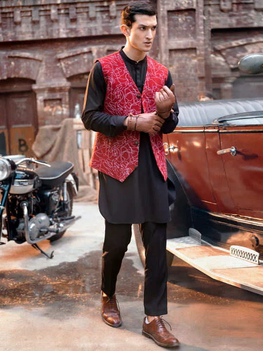 Maroon Blended Waistcoat - AL-WC-413 - Image 6