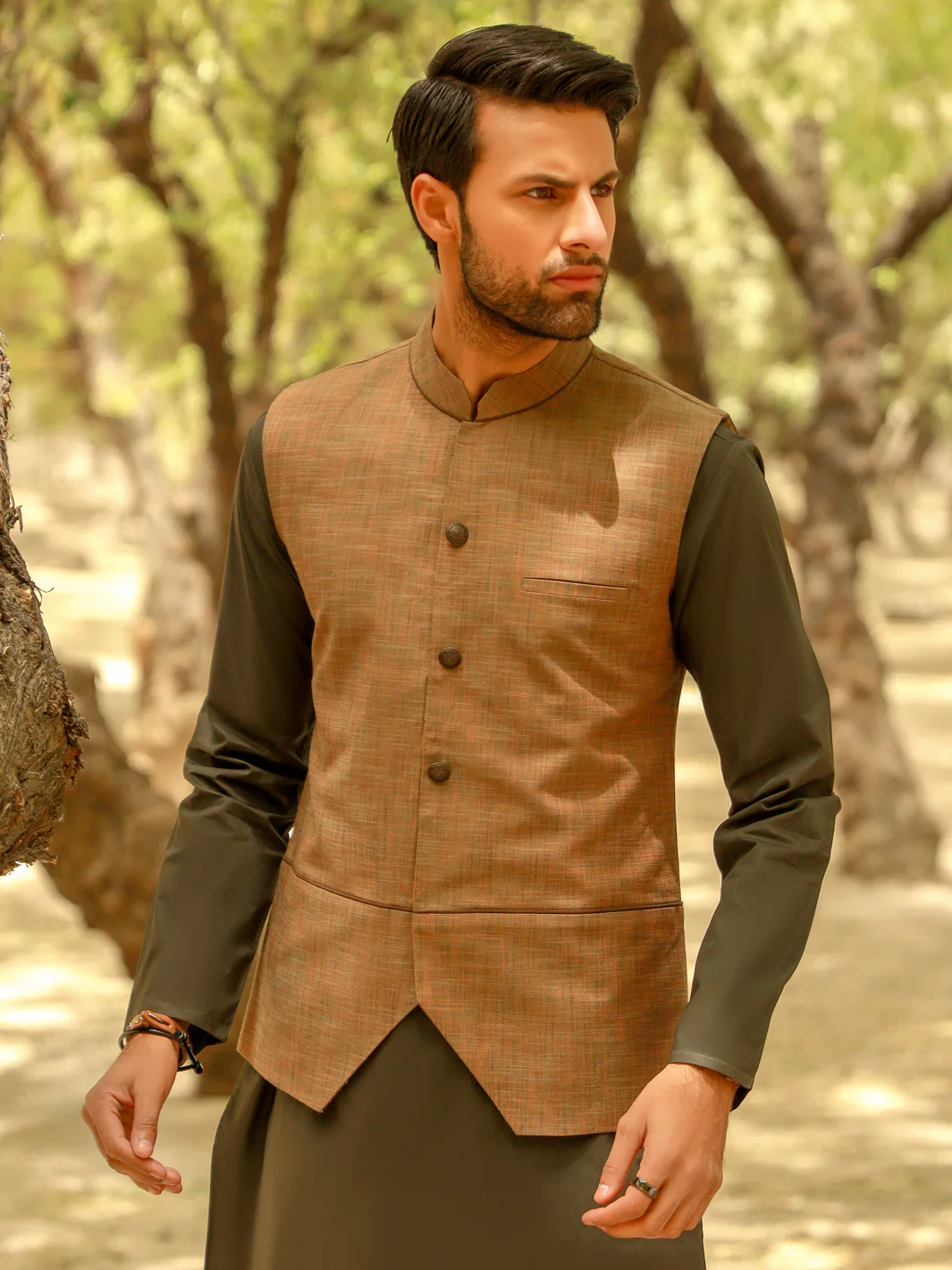Khaki Waistcoat - AL-WC-428 - Image 3