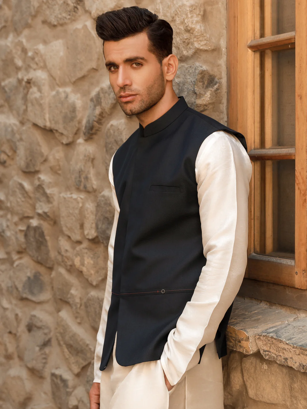 Dark Blue Blended Waistcoat - AL-WC-435 - Image 2