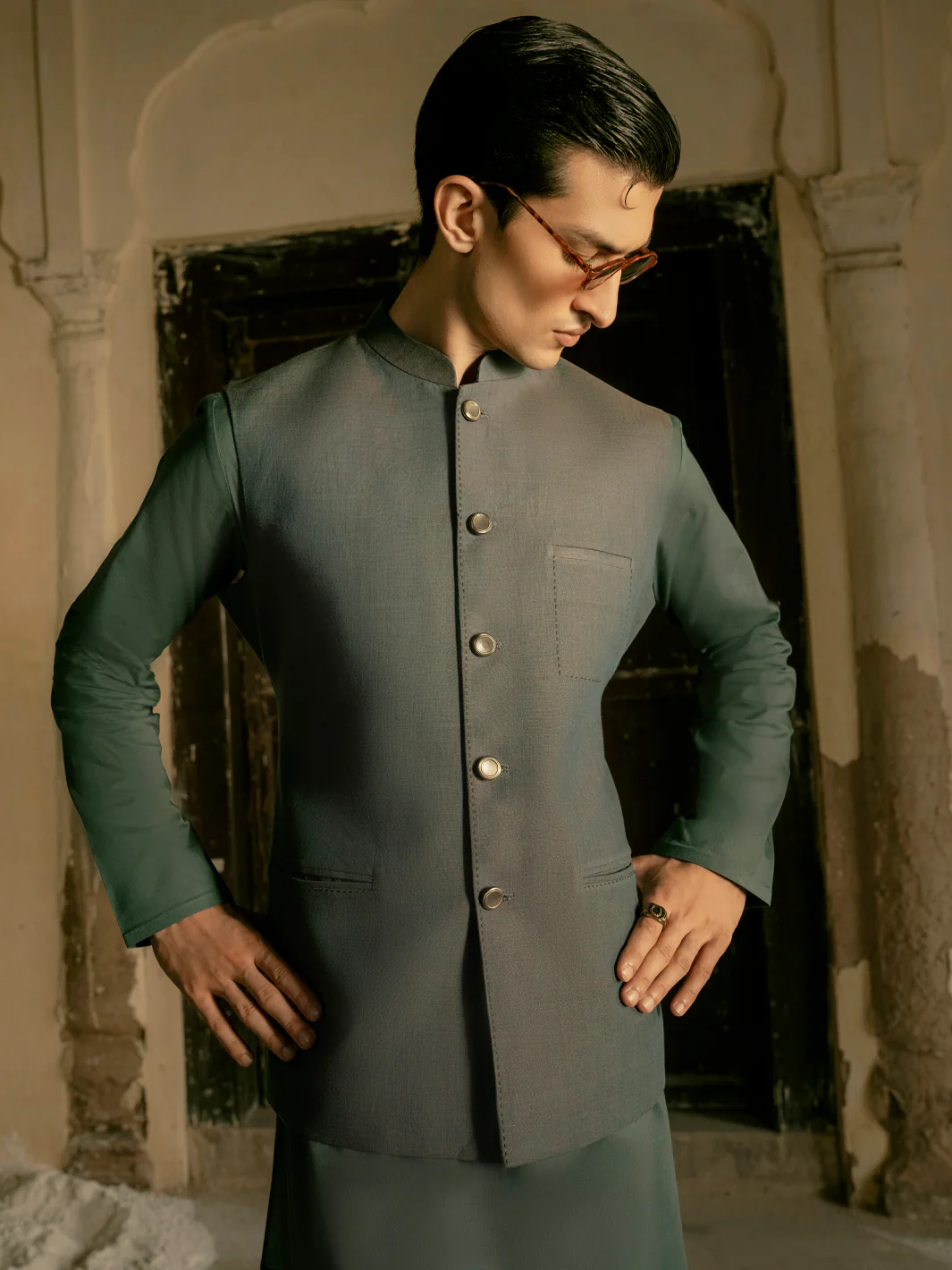 Green Blended Waistcoat - AL-WC-454 - Image 2