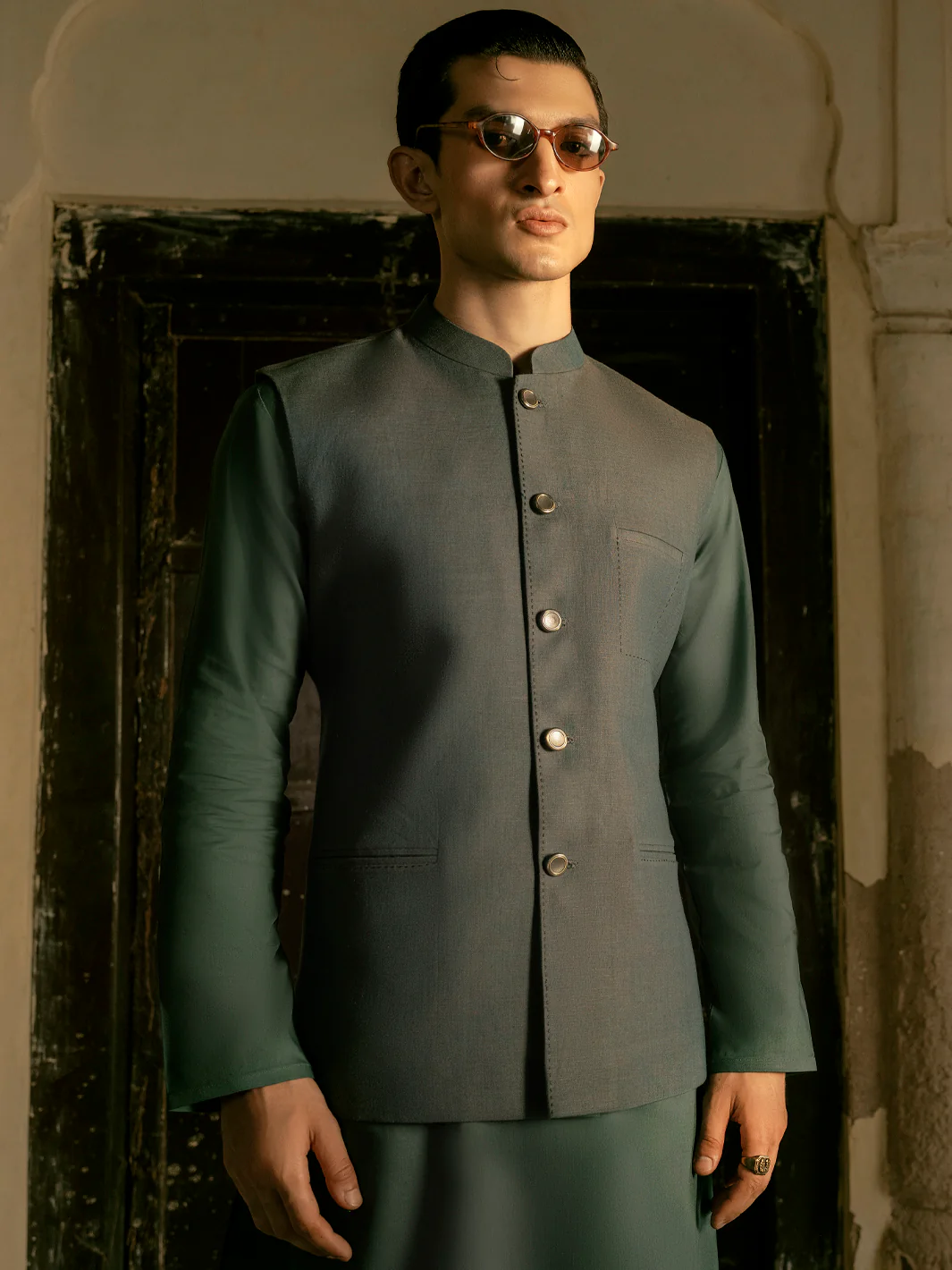 Green Blended Waistcoat - AL-WC-454 - Image 4