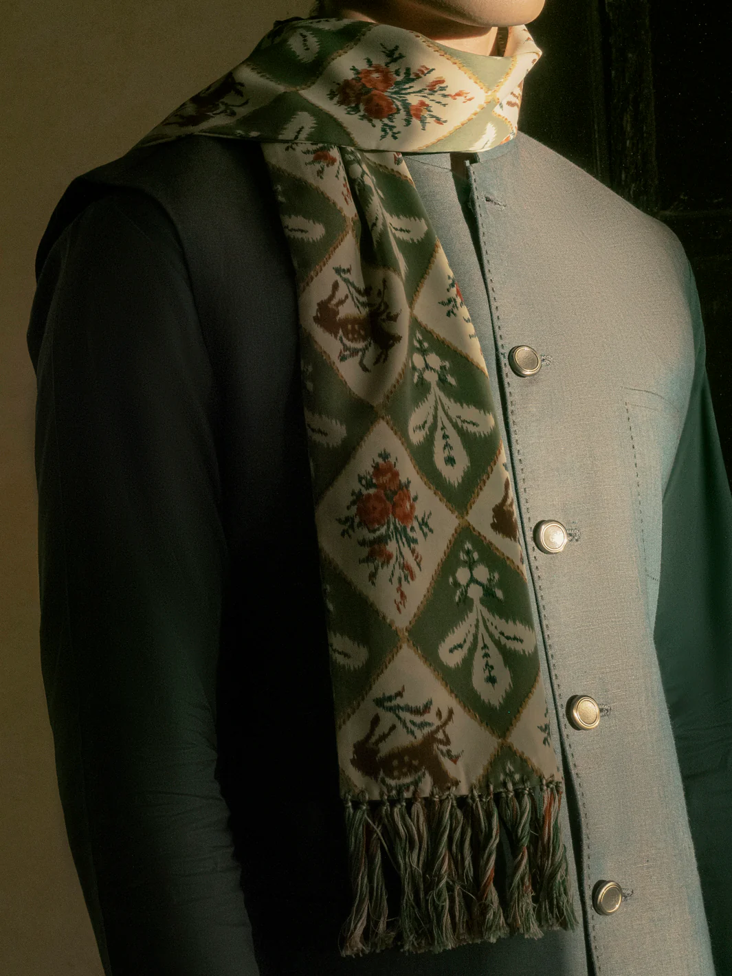 Green Blended Waistcoat - AL-WC-454 - Image 6