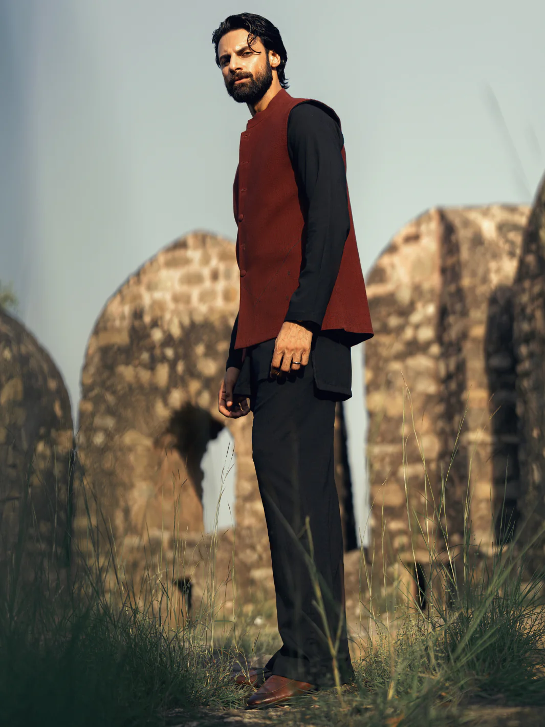 Black Maroon Formal Waistcoat - AL-WC-473 - Image 4