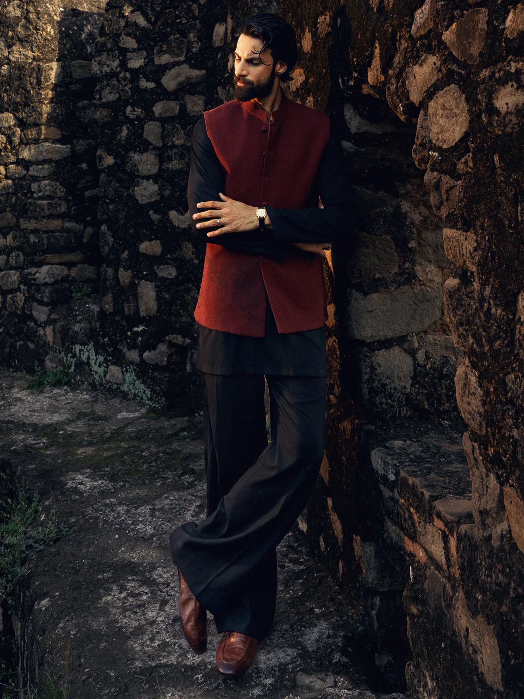 Black Maroon Formal Waistcoat - AL-WC-473 - Image 6