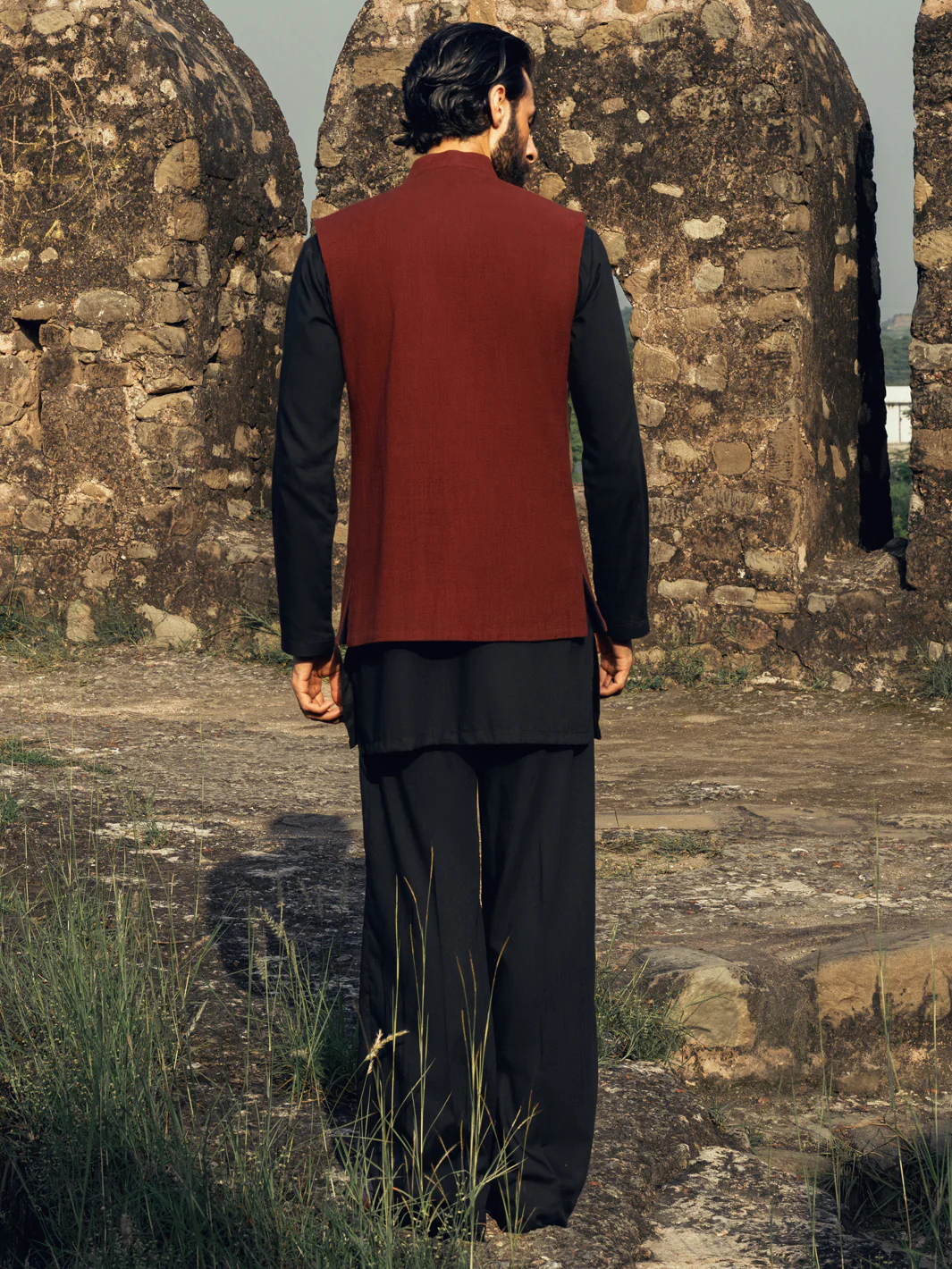Black Maroon Formal Waistcoat - AL-WC-473 - Image 7