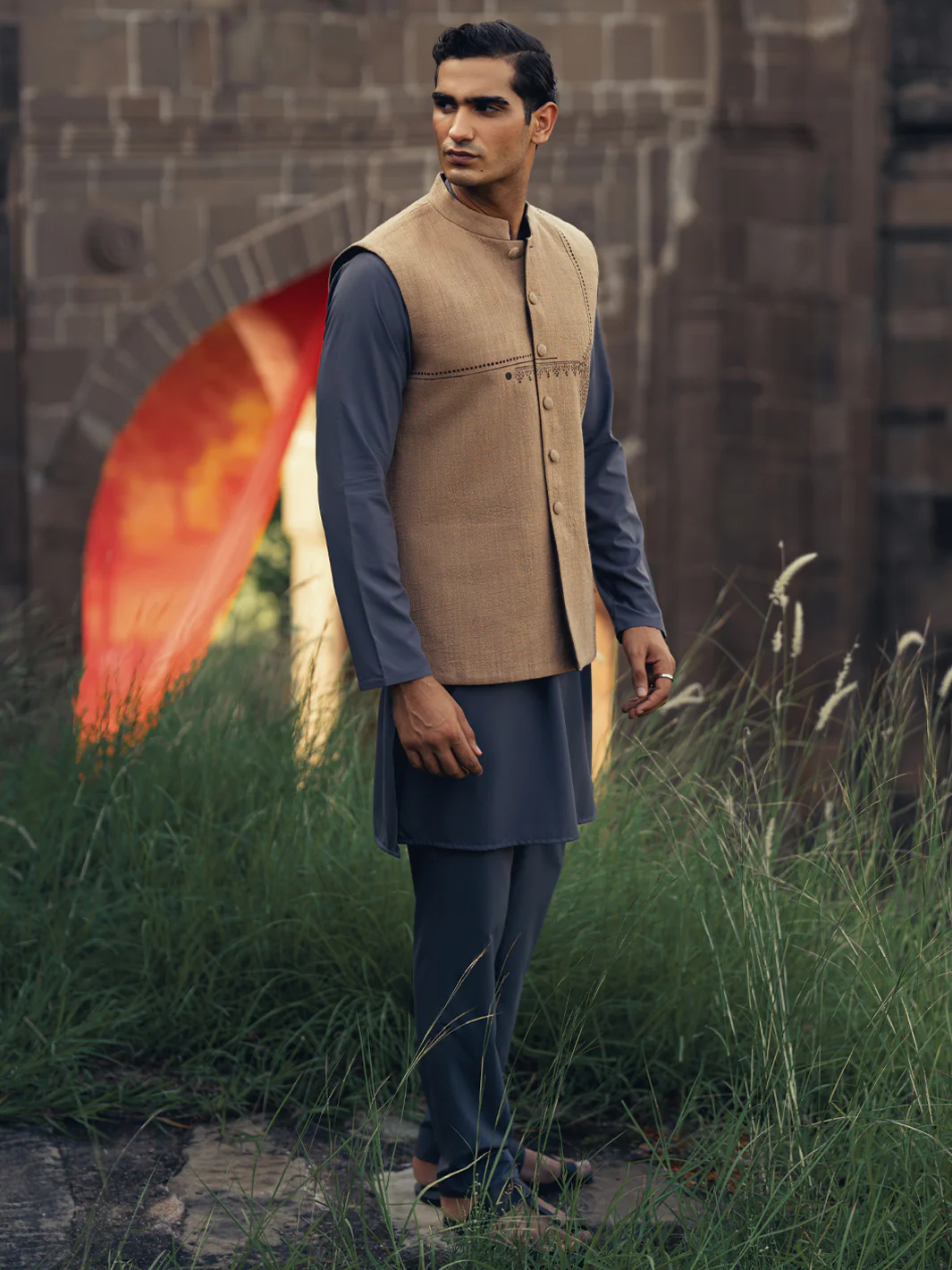 Beige-Brown Formal Waistcoat - AL-WC-475 - Image 5