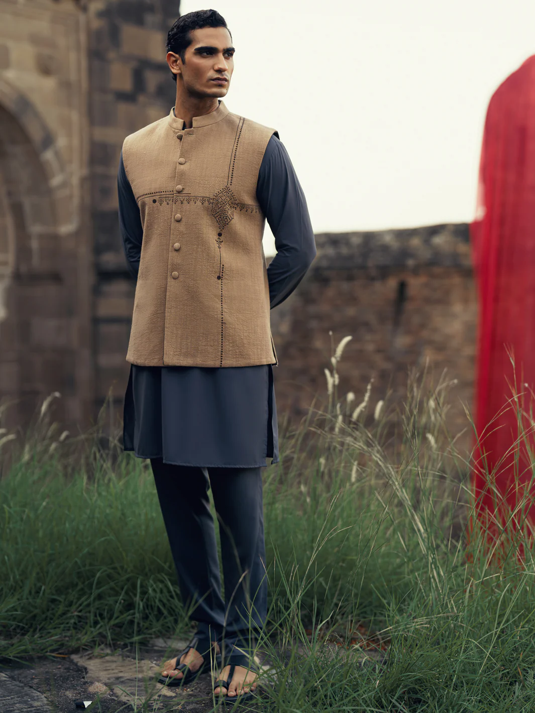 Beige-Brown Formal Waistcoat - AL-WC-475 - Image 6
