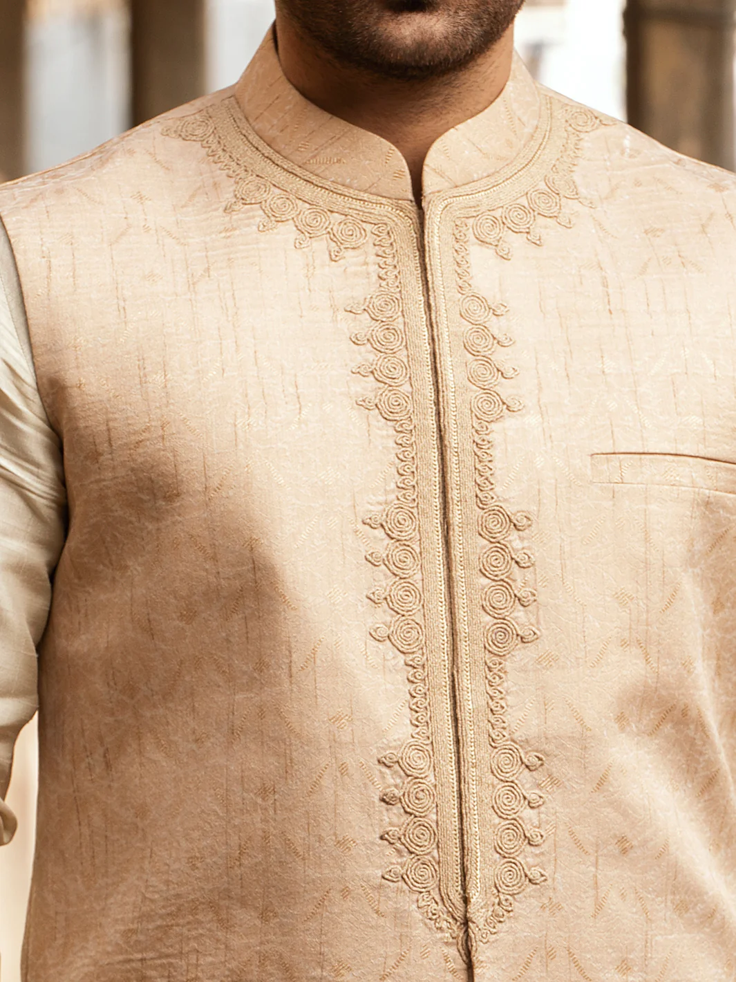 Beige Waistcoat - AL-WC-491 - Image 3