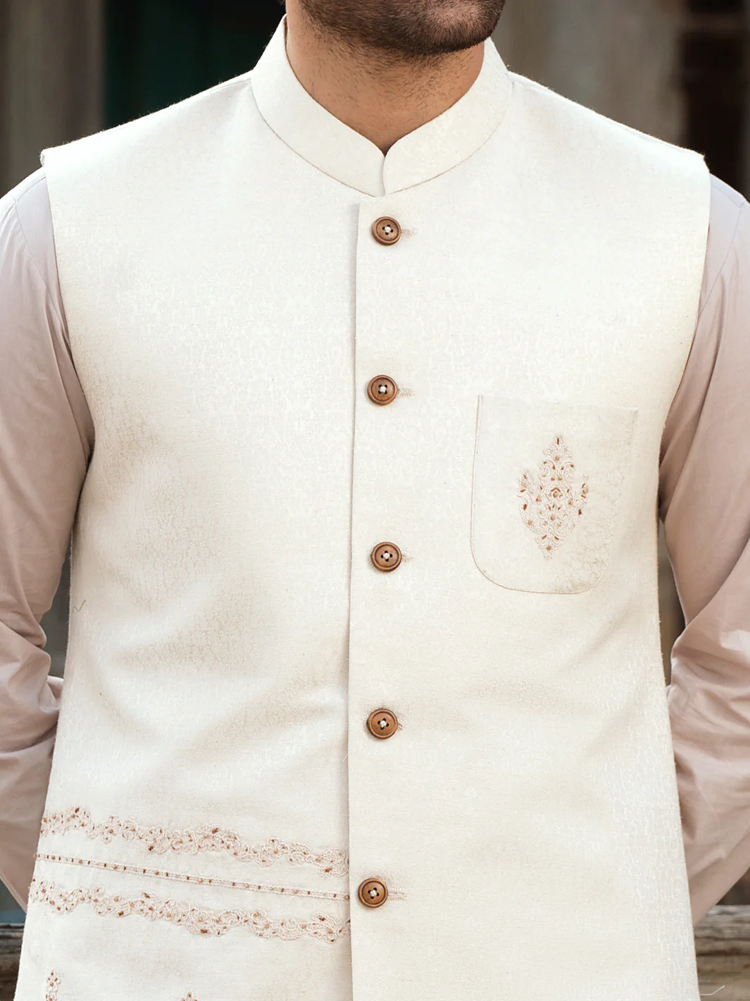 Cream Waistcoat - AL-WC-492 - Image 4