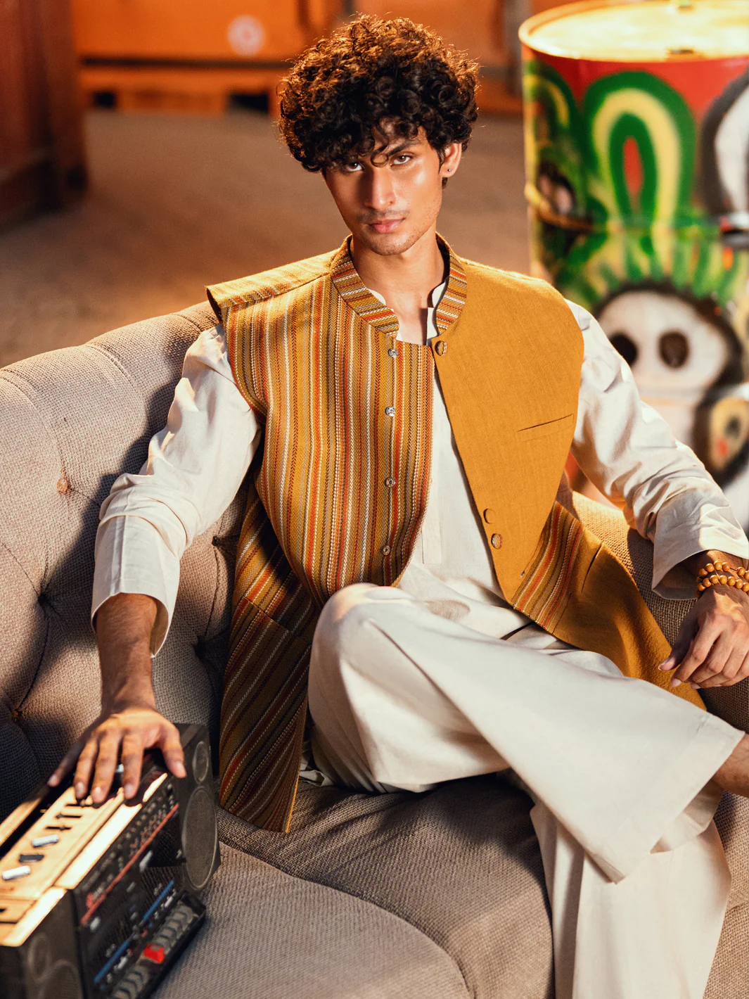 Mustard Formal Waistcoat - AL-WC-493 - Image 3
