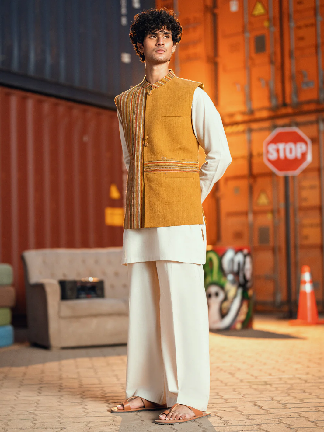 Mustard Formal Waistcoat - AL-WC-493 - Image 7