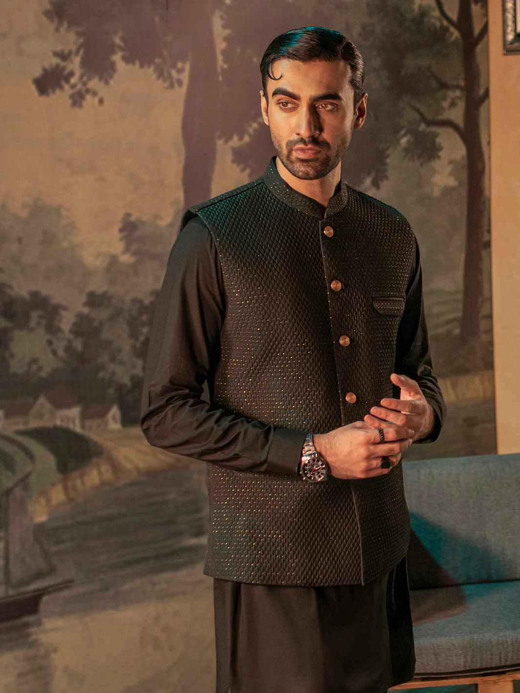 Dark Green Waistcoat - AL-WC-508 - Image 2