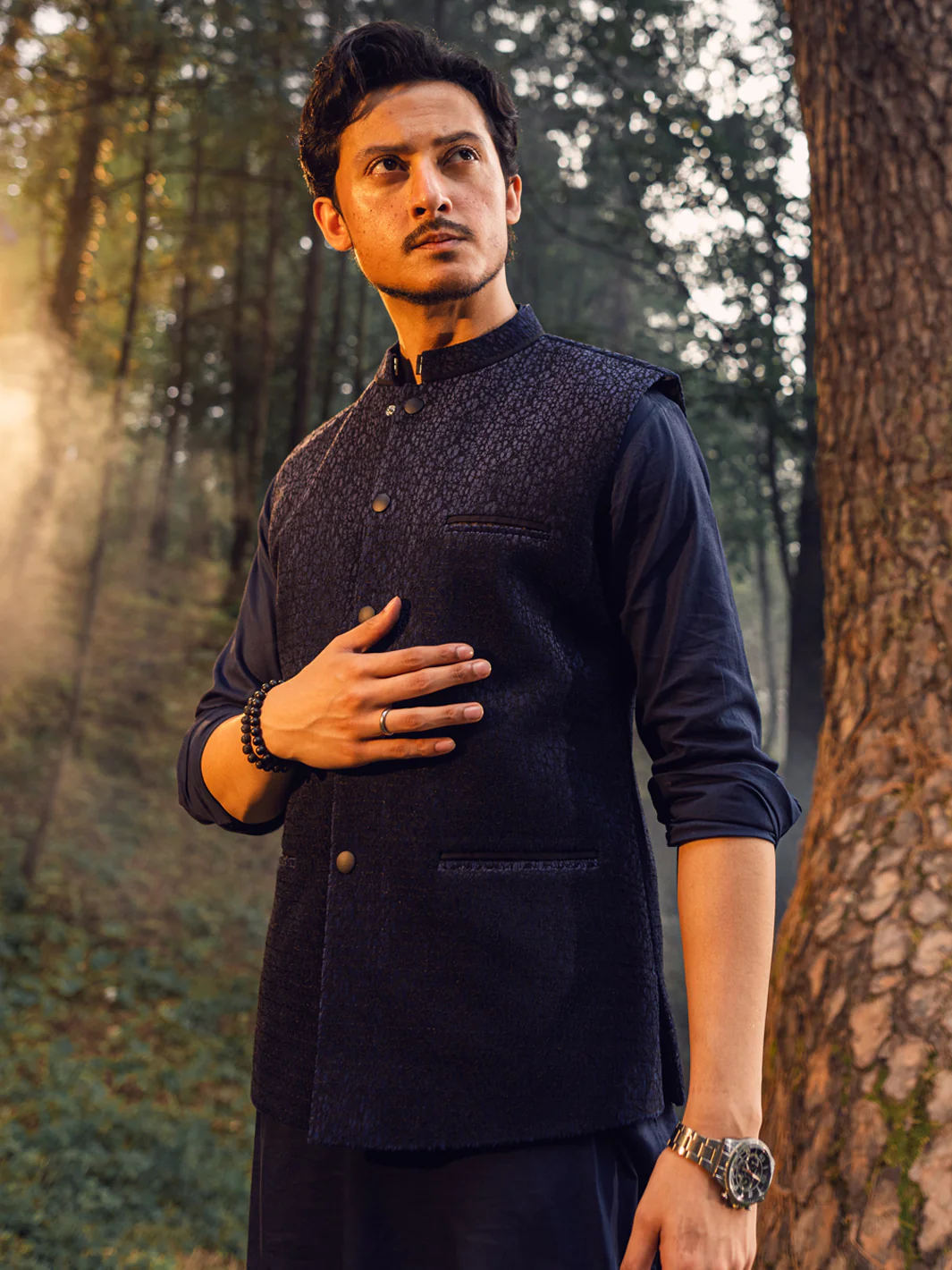 Midnight Blue Waistcoat - AL-WC-516 - Image 2