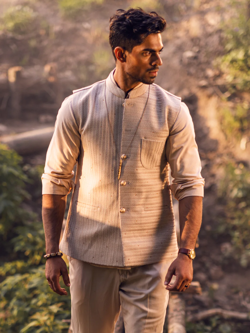 Light Beige Waistcoat - AL-WC-517 - Image 4