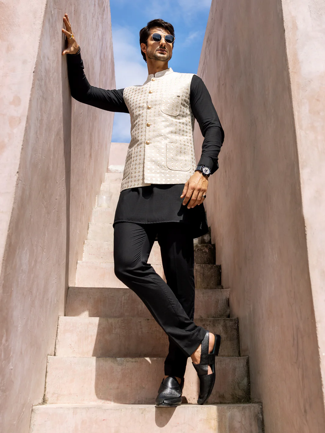 Off White Blended Waistcoat - AL-WC-523