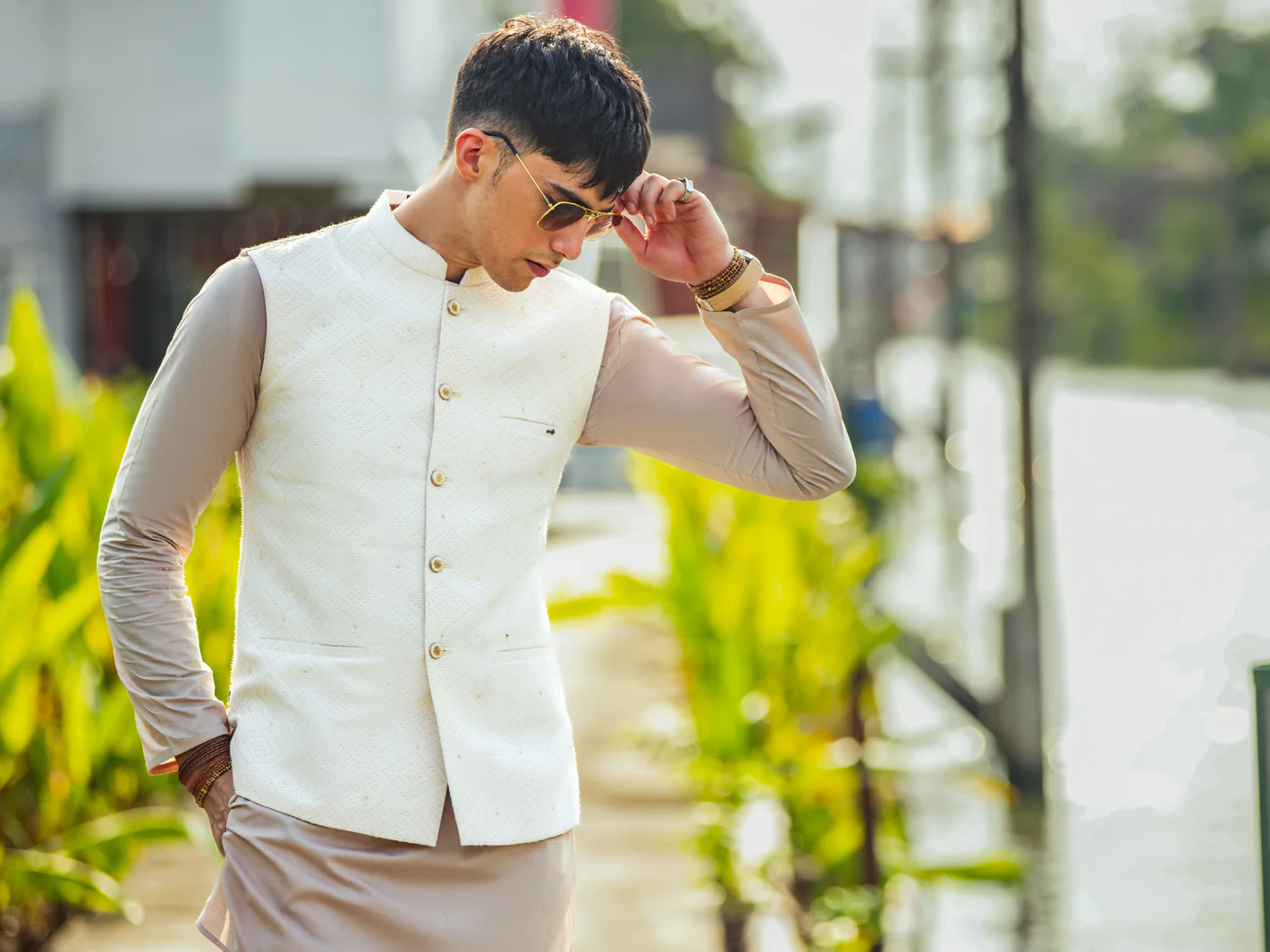 White Blended Waistcoat - AL-WC-524 - Image 3