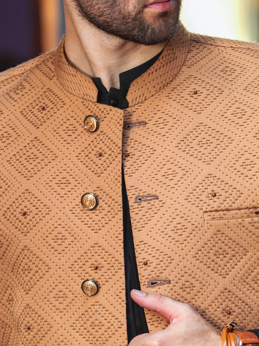Light Brown Blended Waistcoat - AL-WC-525 - Image 4