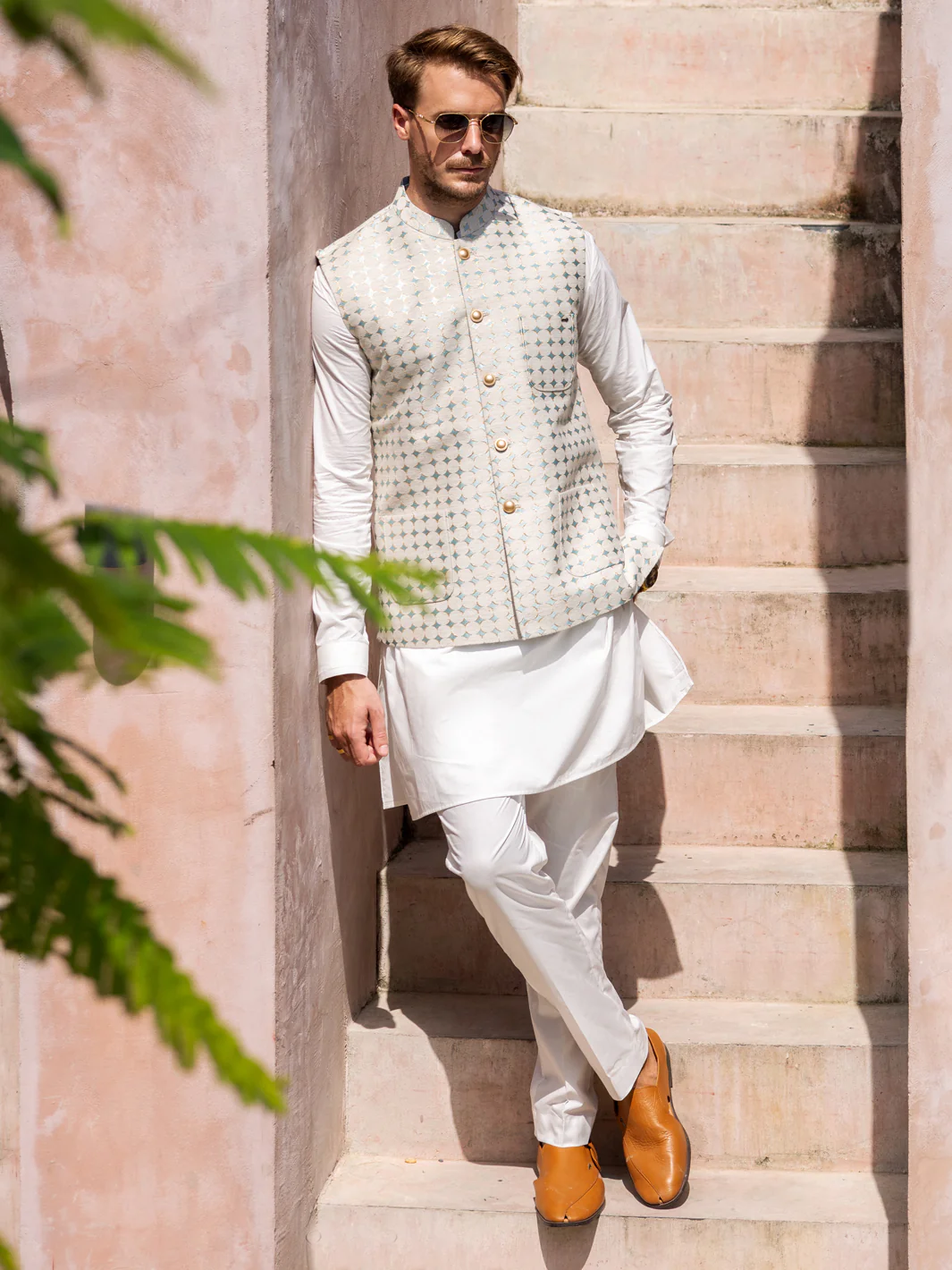 Off White Blended Waistcoat - AL-WC-528