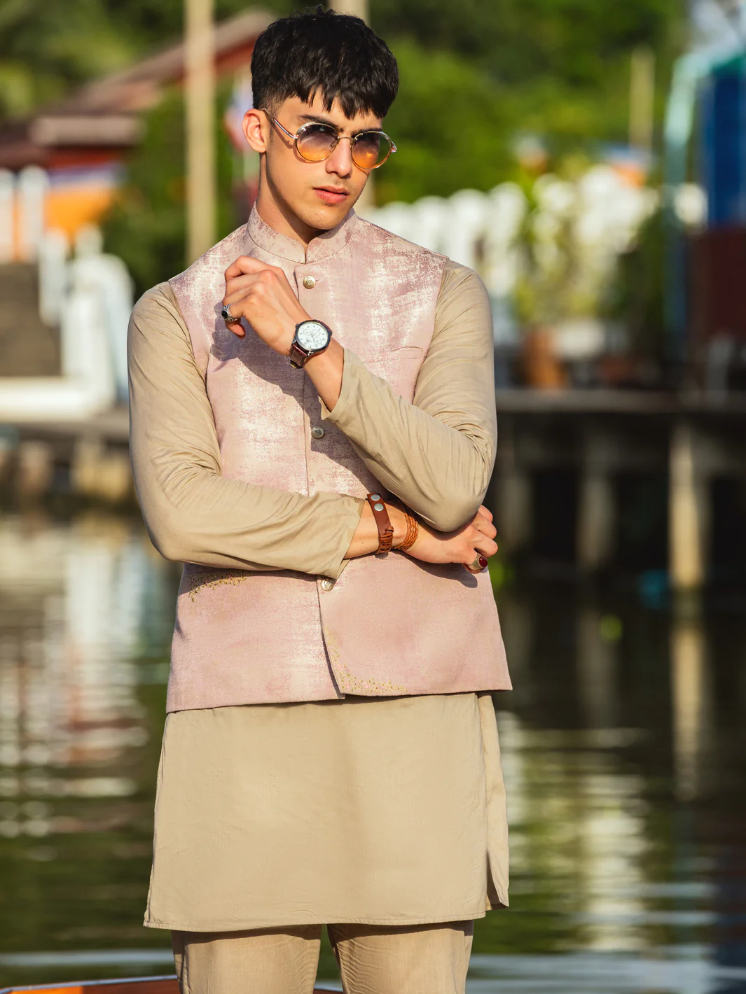 Tea Pink Blended Waistcoat - AL-WC-531