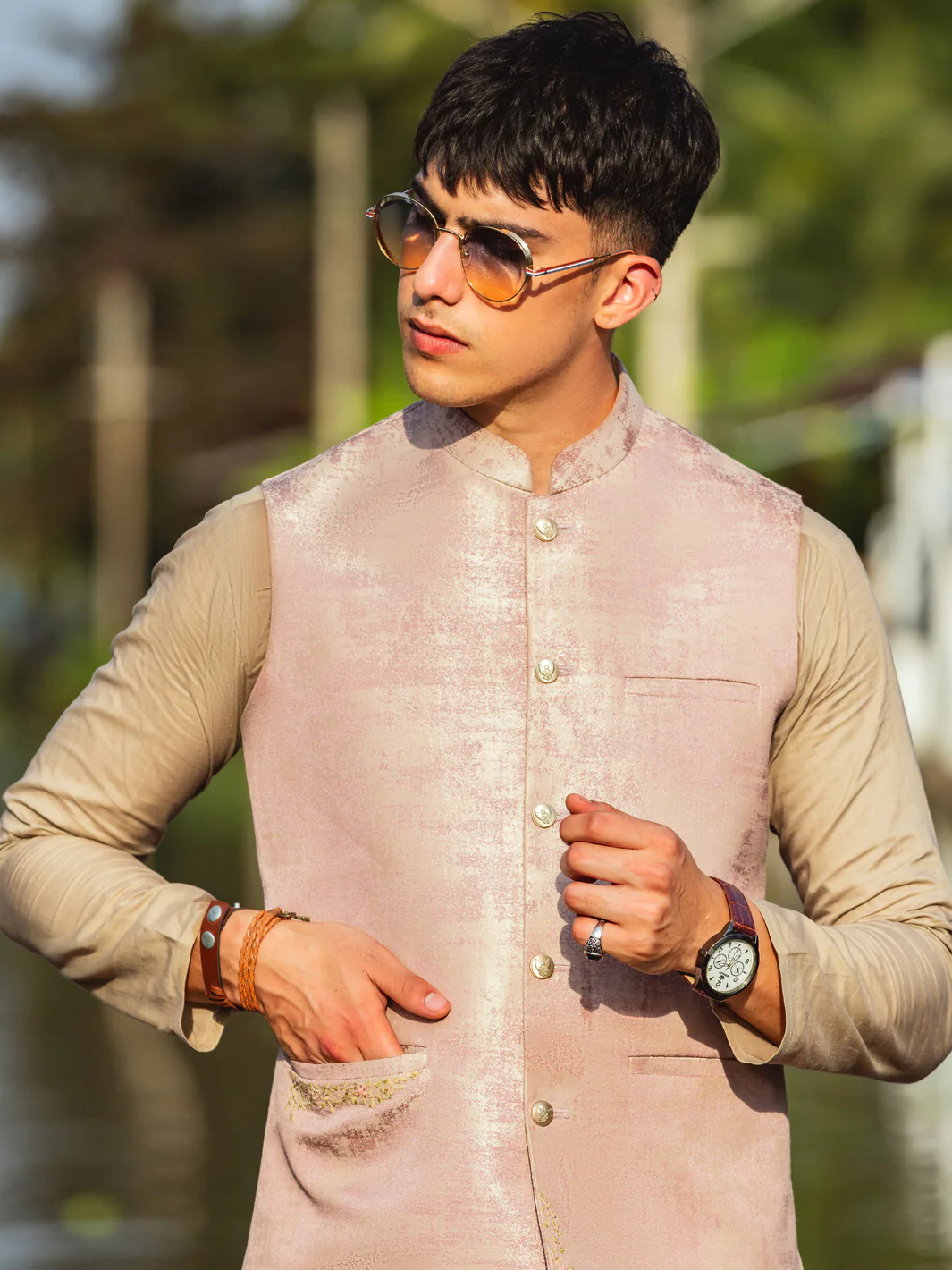 Tea Pink Blended Waistcoat - AL-WC-531 - Image 4