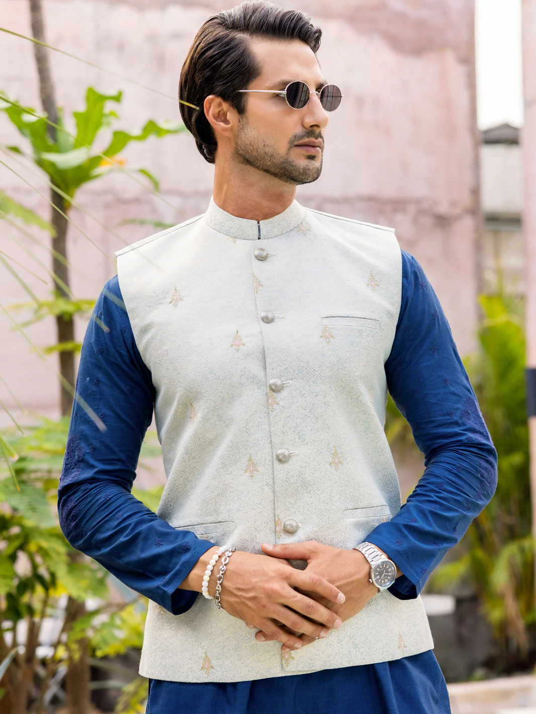 Light Blue Blended Waistcoat - AL-WC-532 - Image 2
