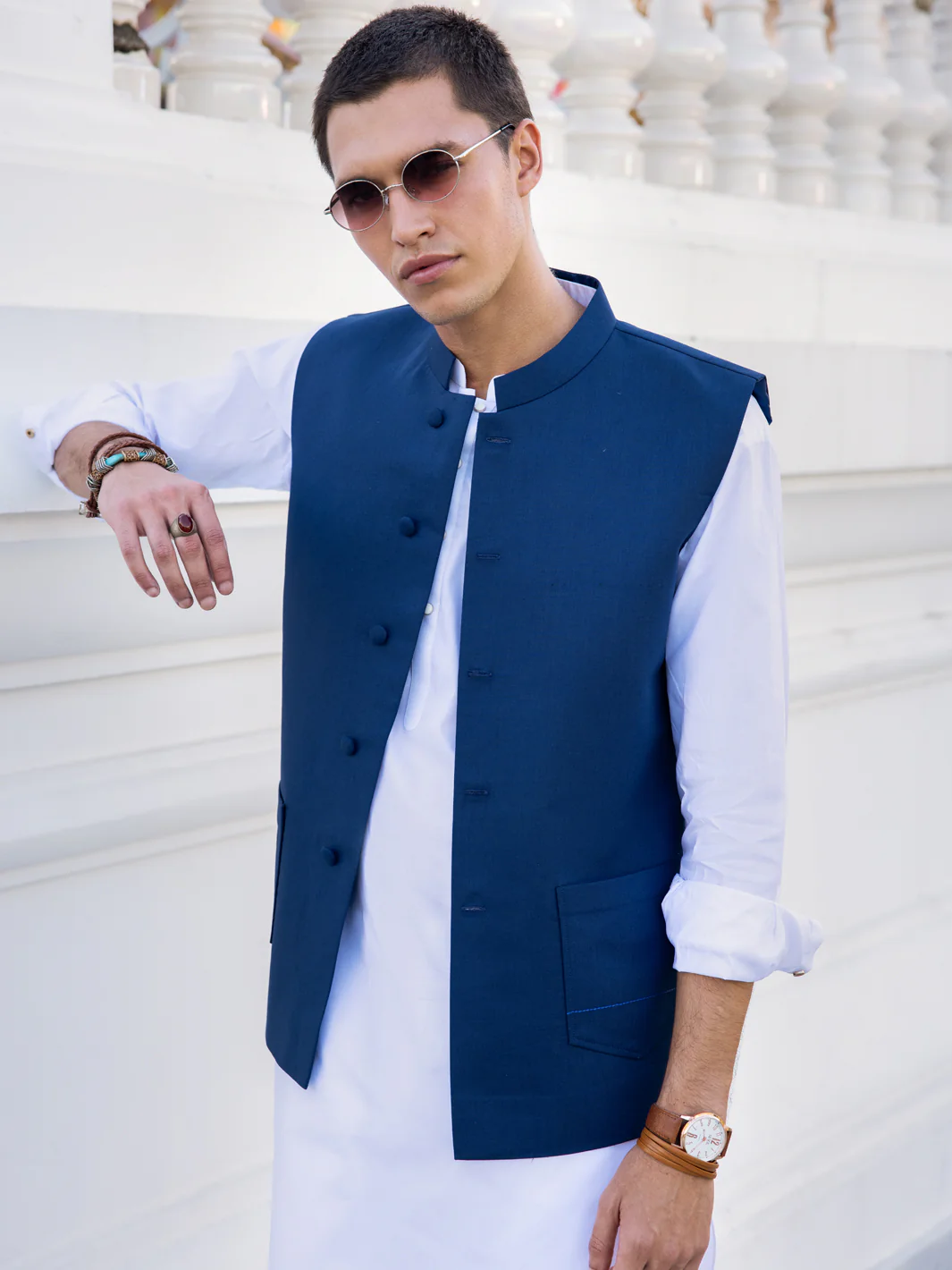 Blue Blended Waistcoat - AL-WC-535A - Image 3