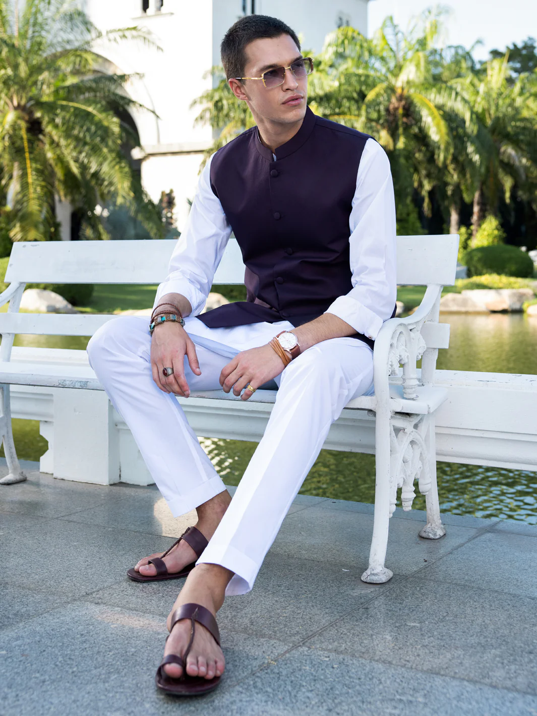 Maroon Blended Waistcoat - AL-WC-535B - Image 2
