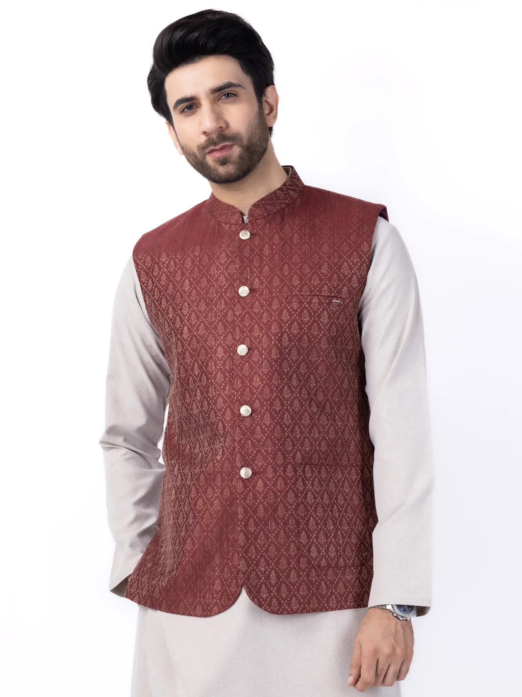 Rust Brown Blended Waistcoat - AL-WC-537