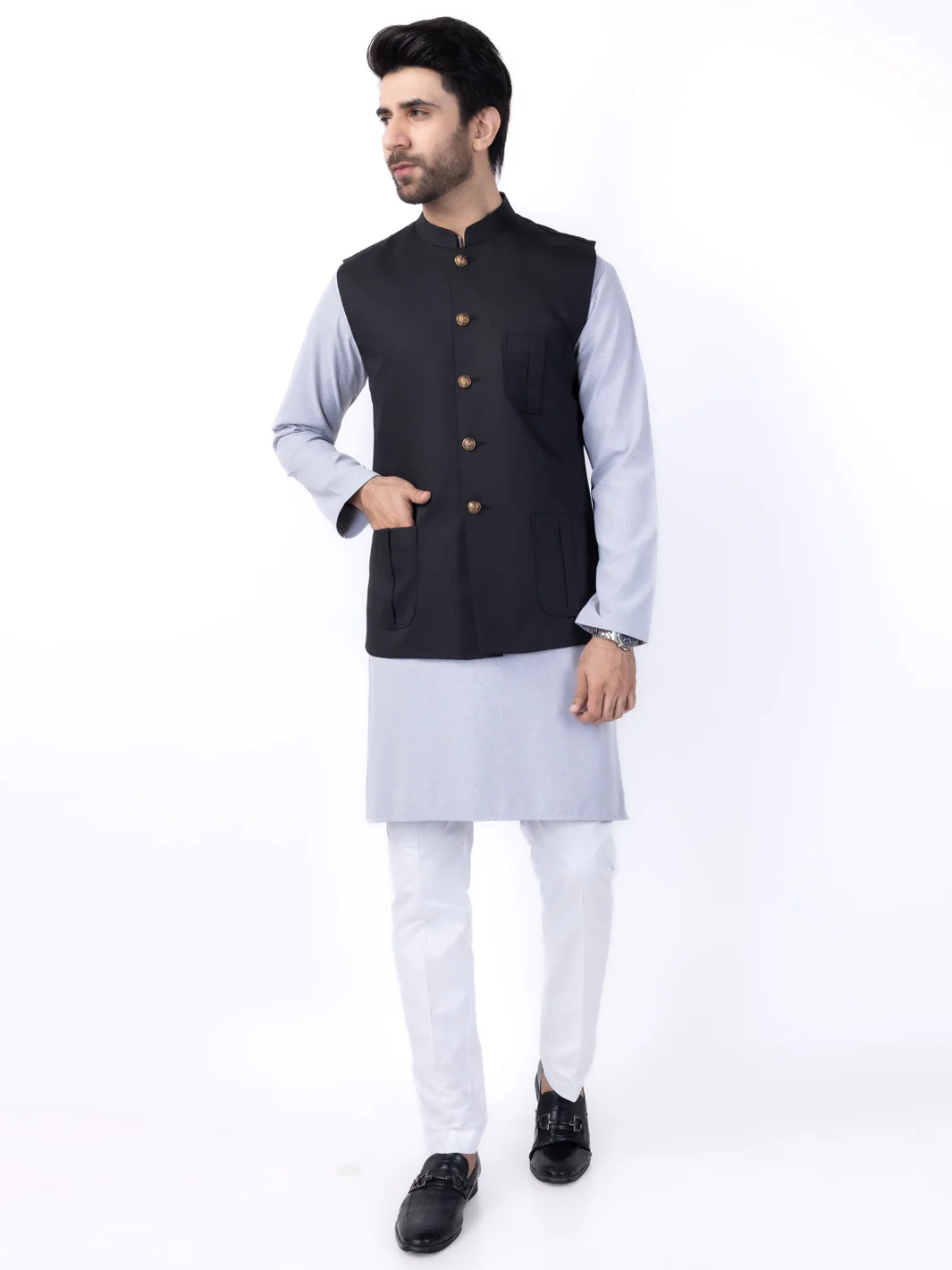 Black Blended Waistcoat - AL-WC-539B - Image 2